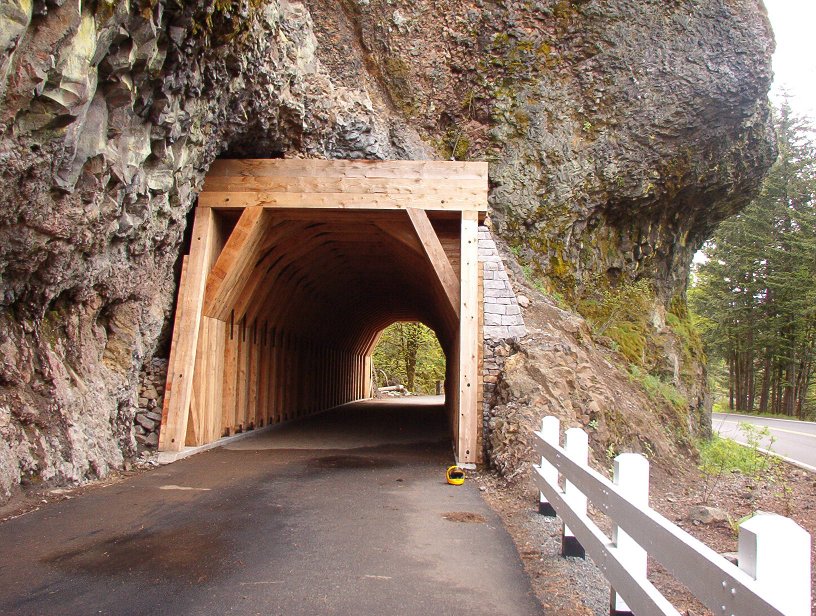 Rebuilt tunnel through the bluff