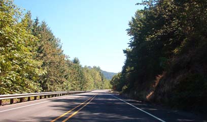 Sun-dappled stretch of 58 along the Reservoir