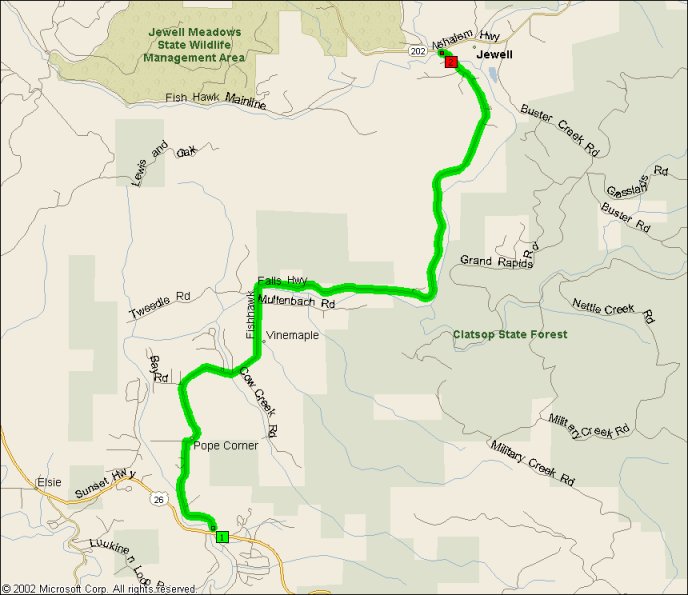 Overview Map for Fishhawk Falls Highway