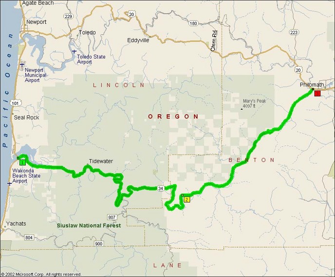 Overview Map of Oregon Route 34