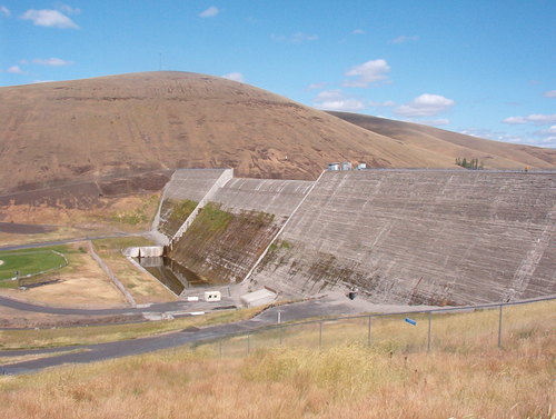 Dam holding Willow Creek Reservoir at bay