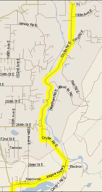 Map of the North end of Orville road