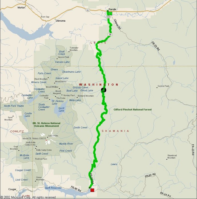 Overview Map of Gifford-Pinchot Forest Service Road 25