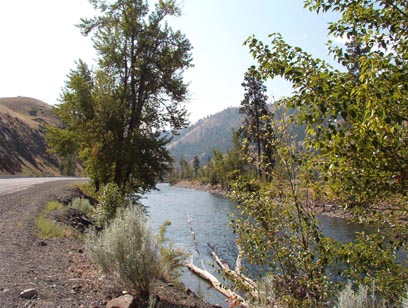 Naches River, facing downstream. It was already quite hot by 10:30 when I took this shot in July 2004