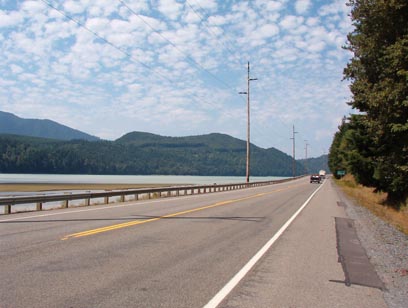 Northbound on 7 near Alder Lake