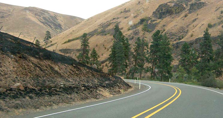 Other than being burned out by a nasty brushfire earlier in the week, this road is a slice of cycling heaven.